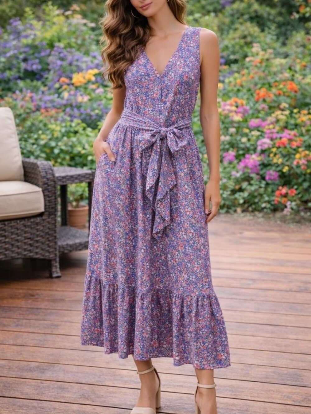 J. Crew Kayoko V-Neck Midi Wrap Dress Liberty Fabric